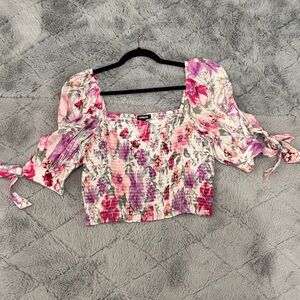 Express Pink and Purple Floral Blouse